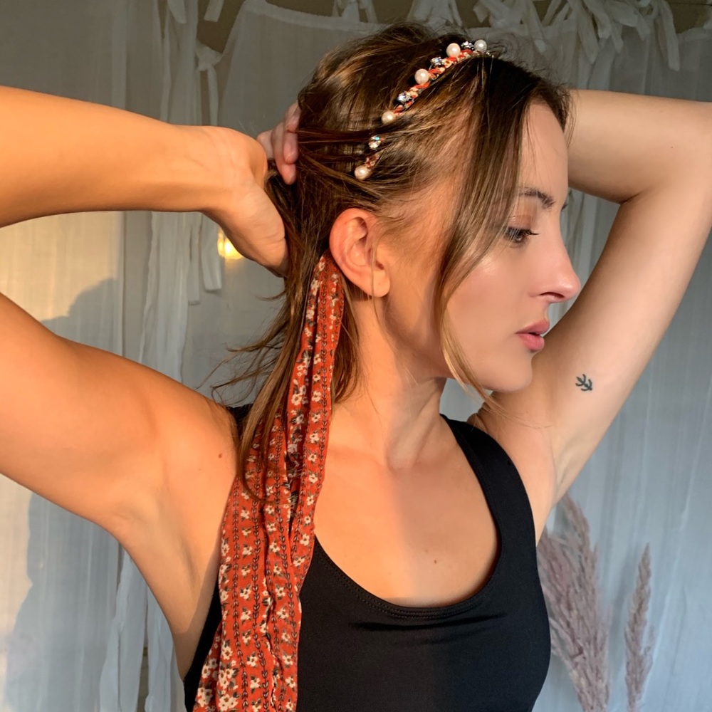 Anthropologie Beaded & Rhinestone Scarf Headband